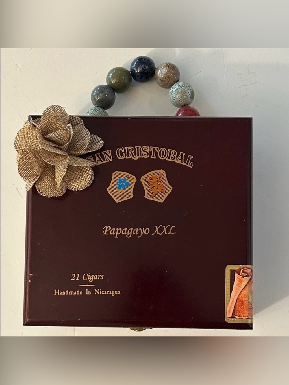 ❌LAST CALL❌ Cigar box purse San Cristobal wooden box with big bead handle